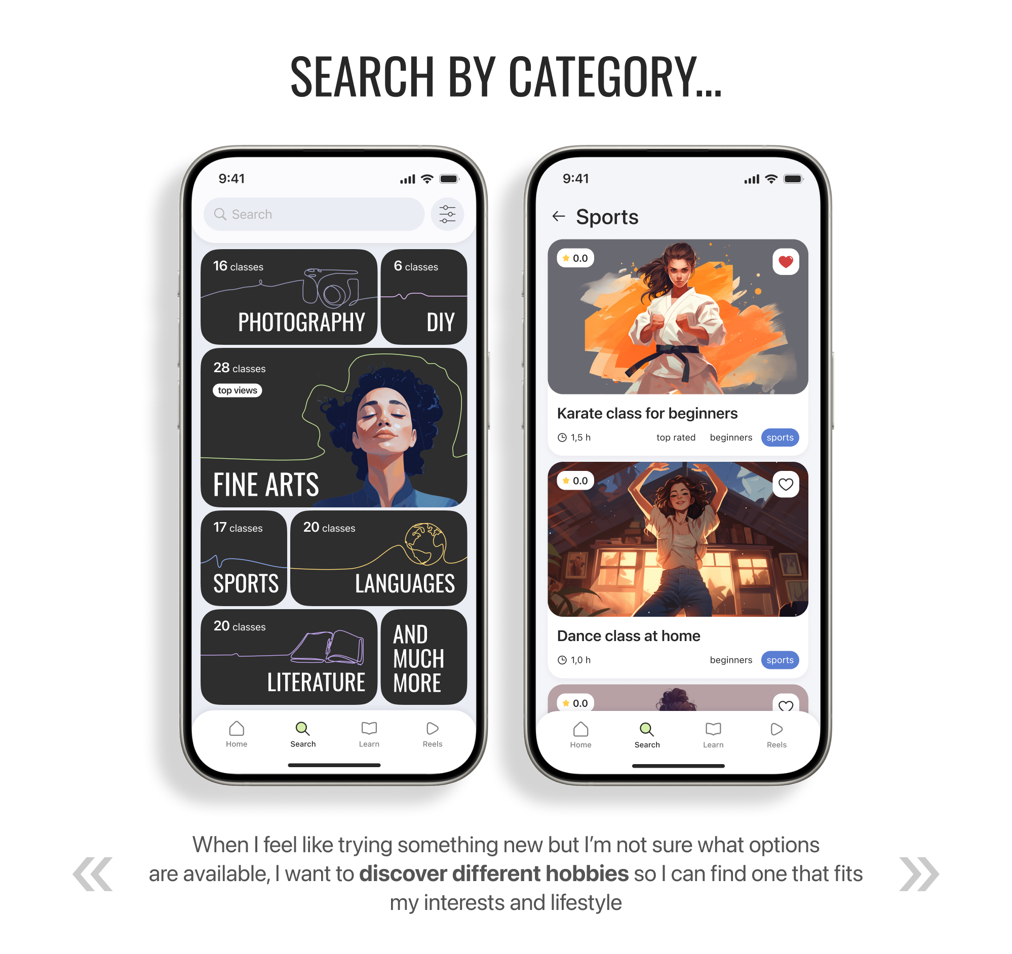 Search and filter layouts