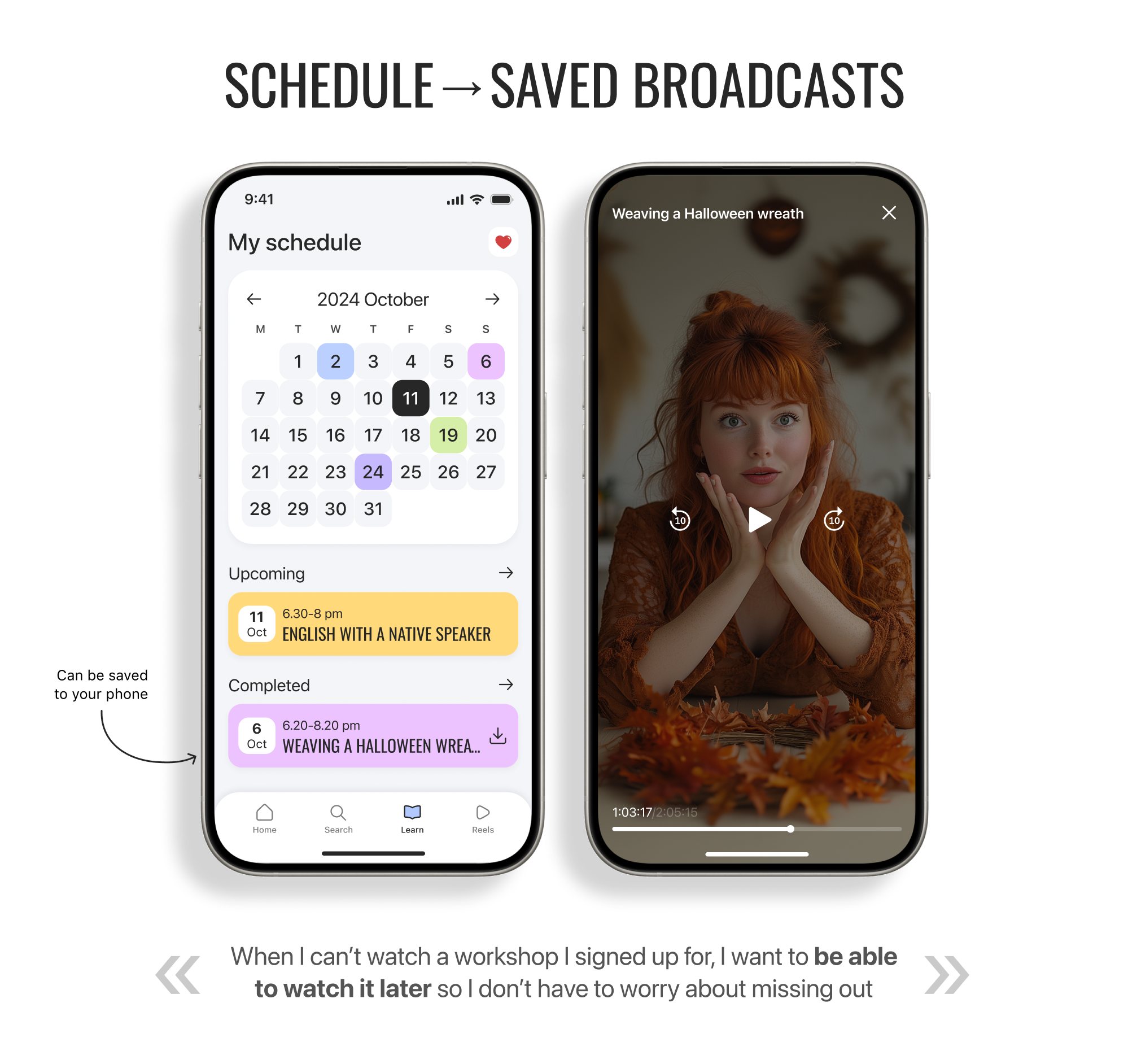 Mockups of additional app sections